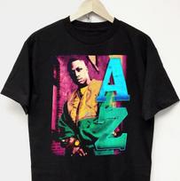 AZ Rap Tee vtg 90s hip hop band concert graphic t-shirt nas jay z nyc streetwear M blue