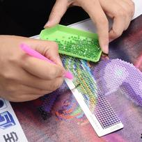432 Holes Diamond Painting Ruler Metal Diamond Embroidery Mesh Ruler Auxiliary Dot Tools green