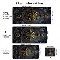Nautical Compass Mouse Pad Large Computer Office Game Table Mats XXL Rubber Anti-slip Gaming Keyboard Mousepads Long Desk Pads 30cmx80cm(11.8x31.5inch) black