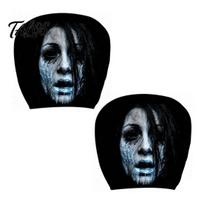 Durable Sweat-proof Headrest Wraps 2Pcs Ghost Face Car Covers, Halloween Horror Seat Decorations, Anti-fouling Protectors Universal Fit Washable P