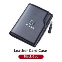 Car LOGO Leather RFID Vintage Wallet Men Coin Pocket Wallets Card Holder Man Purse For Volvo AWD C30 C70 S60 S80 S90 T6 V40 V50 YT5 gray