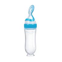Safe Useful Silicone Baby Bottle with Spoon born Baby Pacifier Training Feeding Infant Food Supplement Feeder Baby Gadgets white