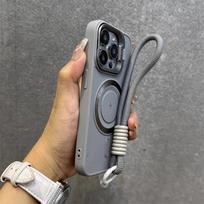 Prabangus stovas su kojale ir dirželiu Magsafe dėklas telefonui iPhone 11 12 13 14 15 16 Pro Max Plus Magnetinis minkštas buferis Galinis dangtelis For iPhone 12 Pro mėlyna
