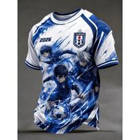 Vyriški spausdinti futbolo marškinėliai Japonijos rinktinės trumpomis rankovėmis T-shirt Varnos herbas Japonijos vėliava Sporto gerbėjų laisvalaikio futbolo Te 3XL pink