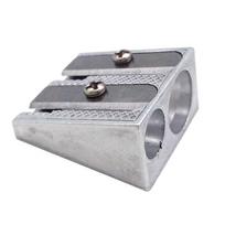 Stationery Metal Double Hole Pencil Sharpener Office Sharpener Pens Cutter Tool Pencil Sharpener 1PC gray