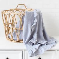 Ruffle Blanket Customize Bebe Muslin Swaddle Baby Name Personalized Baby Comforter Cotton Duvet Cover 120x120cm 120x120cm beige