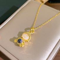 Douyin Gold Buddha Pendant Titanium Steel Necklace for Women - Fashionable Clavicle Chain and Internet Celebrity Accessory beige