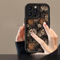 Retro rožės apyrankė, tinkama Apple 16 mobiliojo telefono dėklui 15pro silikoninė ėriuko oda 14 aukštos klasės pojūtis apsauga nuo kritimo 13/12 iPhone 16 brown