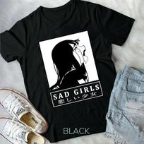 Sad Girl Anime Shirt, Nu Goth, Senpai, Ahegao Short-Sleeve Unisex T-Shirt S white