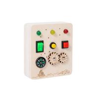 Cross wood children's educational early education tool analog electronic switching power supply LED light busy board busy light toy beige