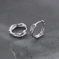 PONYKISS  Sterling Silver Thistles and Thorns Cross Round Hoop Earrings for Women Party Minimalist Trendy Fine gray