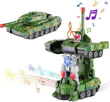 2 viename transformuojamas tanko robotas žaislas su muzika ir šviesomis, elektrinis universalus vairuojamas automobilis, naikintuvas, gimtadienio, Helovino dovana berniukams black