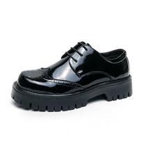 Autumn and winter new Brock big head leather shoes youth outdoor non-slip casual platform sailing shoes 38 black