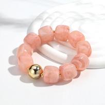 Akriliniai kvadratiniai karoliukai Elastingos apyrankės moterims Boho Netaisyklingos formos akmens karoliukų rankų darbo apyrankės Bangle Retro papuošalai Dovanos ruda