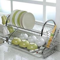 Didelės talpos nerūdijančio plieno 2 sluoksnių indų kanalizacijos džiovinimo lentyna virtuvės laikymui cup style gray