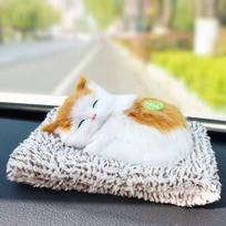 Kawaii Simulation Sleeping Cat Stuffed Animals Display Mold Portable Fake Cat Kittens Doll Ornaments Decoration Kids Toys Gifts