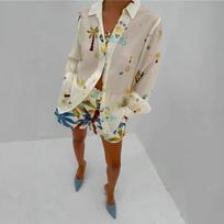 2025 Cross-Border Casual Fashion Linen Shirt and Shorts Set Medium gray
