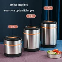 304 Stainless Steel Insulated Bento Lunch Box for Office Workers & Students - Large Capacity & Portable 1L gray