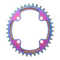 32T/34T/36T/38T Bike Chainring 104BCD Positive Negative Tooth Single Speed Oval Shape Bike Sprocket for 7-12 Speed 36 blue