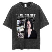 Oversized AcidWash ShortSleeve TShirt Featuring Lana Del Rey Did You Know That Theres a Tunnel Under Ocean Blvd Album Vintage Graphic Print S black