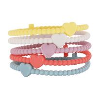 New Colorful Beaded Cross Silicone Bracelet for Kids - Simple European and American Design. beige