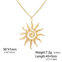 Teamer Spiral Sun Pendant Necklace For Woman Gold Color Stainless Steel Choker Vintage Jewelry Birthday Gift Wholesale 45-50cm auksas