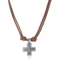 Simple Cross Pendant Necklace Handmade Craft Braided Cross Necklace Rope Leather Necklace  Unisex