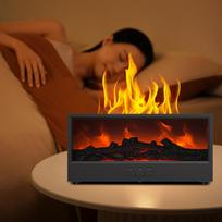 Dynamic Flame Fireplace Aromatherapy Diffuser 150ml Ultrasonic Cool Mist Humidifier 7 Colors LED Night Light Flame Fire Diffuser black