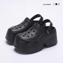 Chunky Platform Clogs Sandals for Women  Summer Non-Slip Beach Slippers Woman Thick Bottom Eva Wedges Sandles Garden Shoes 35-36 black