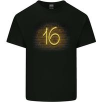 16th Birthday Neon Lights 16 Year Old Unisexs Light Cotton TShirt S black