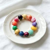 Resin Fruit Resin Bracelet Cartoon Mango Summer Dopamine Wrist Jewelry Multi-color Elastic Rope Y2K Beaded Bracelet beige