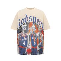 Meichao Skull Rock Band Retro Washing Water Short Sleeve Large Size Crew Neck T-Shirt Men And Women S