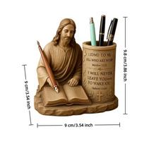 Jesus Cross Pen Holder,Jesus Pen Holder With Bible Verse,3.5 In With Run To Jesus Bible Verse Christian Desk Accessories