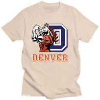 Denver Broncos T-shirt Graphic Printing Harajuku Cotton Casual Tee-shirt Short Sleeve Ball Game Tshirt Punk Clothes XS smėlinė