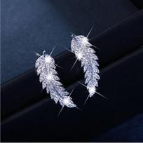 Best-Selling Elegant Micro-Inlaid Zircon Leaf Earrings - Gold & Silver, Korean Fashion for Women