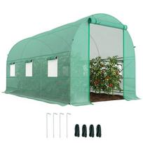 Garden tunnel greenhouse 8 m², tunnel garden greenhouse with door and 6 windows, PE cover 140 g/m² 400 x 200 x 200 cm green 400 x 200 x 200 cm