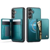 Case for Samsung Galaxy A56 A55 A53 A52 A36 A35 A26 A25 A17 A16 A15 Wallet Case, Detachable Magnetic RFID Blocking Card Holder For Galaxy A51 4G žalia