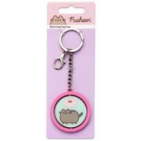 Pusheen the Cat Pink & Blue  Hi , Bye  Spinning Keyring gray