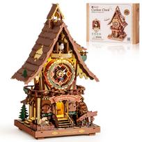 ROBOTIME Wooden 3D Mechanical Cuckoo Clock with LED Light and Movable DIY Craft STEM Educational Great for Ages Junior High School and Birthday
