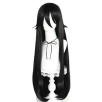 Ryoba Aishi Cosplay Sintetiniai Super Ilgi Tiesūs Juodi Ryoba Aishi Cosplay perukai Helovynui Karnavalui Komiksų Parodai (Black,32inches) juoda