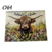 Yearly Event Tracker Highland Cow Calendar 2027, 12 Month Wall Hanging Planner with Monthly Planning Large Daily Blocks, Home Office Organizer, Lover 1pc beige