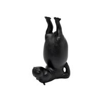 Resin Hippopotamus Bookends Set of 2 - Black Down Yoga Animal Bookends, Desktop Shelf Decor Gift for Home One Size black
