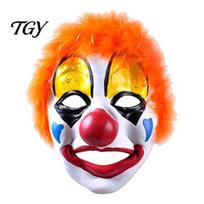 Comfortable Fit Clown Face Mask Realistic with Red Nose & Plush Wig, Scary Latex Adult Halloween Costume Accessories Full for Party, Adults