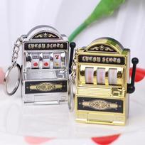 Retro Mini Casino Slot Keychain Fidget Toy Lucky 7 Game Pocket Pendant Vegas Xmas Party Leisure Holiday Decor Accessory Gift blue