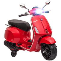 Electric Motorcycle for Children Ages 3+ with Vespa License, USB MP3, LED Light, FM Radio, Speed ??3 km/h, Load Capacity 35kg, Red