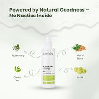 KAYROQ rozmarinų šampūnas | 94% stipresni plaukai | Praturtintas rozmarinu | Be sulfatų ir parabenų | Vyrams ir moterims | 200 ml white