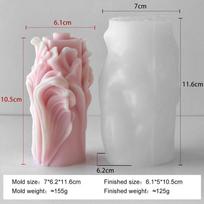 Geometric Wave Cylinder Silicone Mold Handmade Aroma Candle Plaster Pillar Ornaments Mould Candle Making Supplies gray