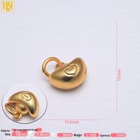 Fu Character Gold Ingot Beads: 24k Gold Plated Copper, Hole-Drilled for DIY Handmade Braided Rope Jewelry beige