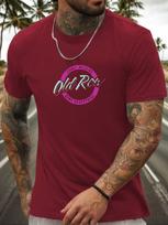 Short Sleeve TShirt Old Rock Mens 100 Cotton Pattern Printed Shirt Summer Round Neck Breathable Casual Fashion Cool Tee S brown