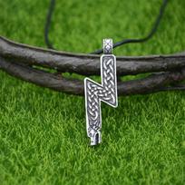 Double Sides Norse Runes Jewelry Sowulo Wolf Pendant Viking Necklace Talisman for Men Women gray